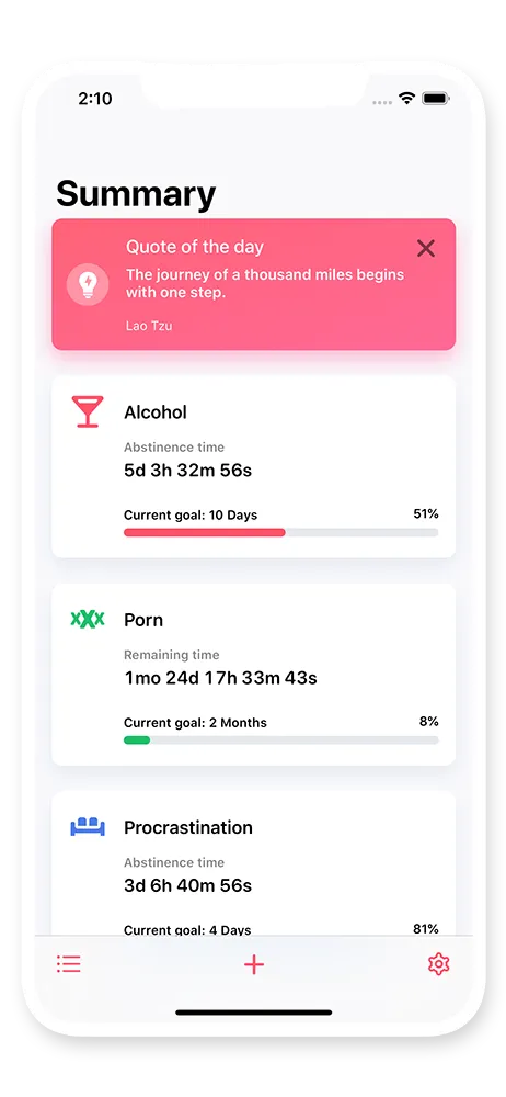Quitzilla App Screenshot on Phone